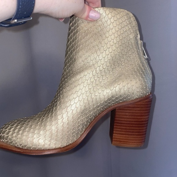 Wal & Pai LA Bolan Square Toe Boot Gold Reptile Women's 39 EU 9 US Brazil - Picture 10 of 13